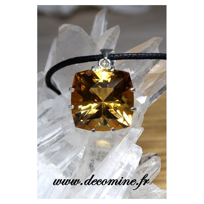 Pendentif citrine madere coussin carre
